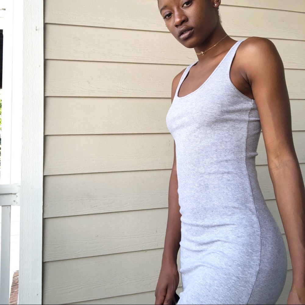 Grey melange midi dress